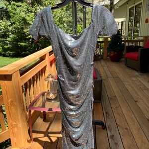 Nicole Miller sequin silver cocktail dress.